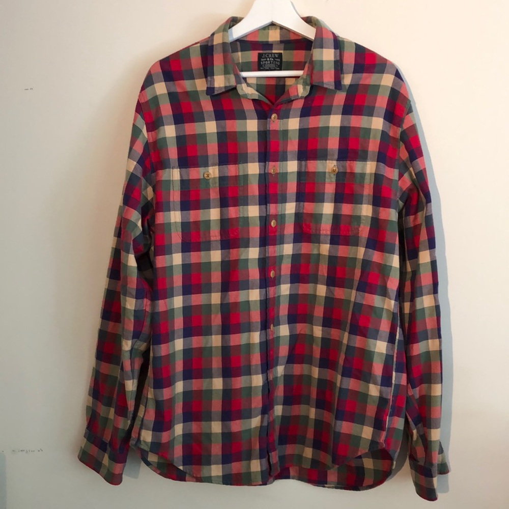 J. Crew Sporting Goods Flannel Plaid Shirt size L